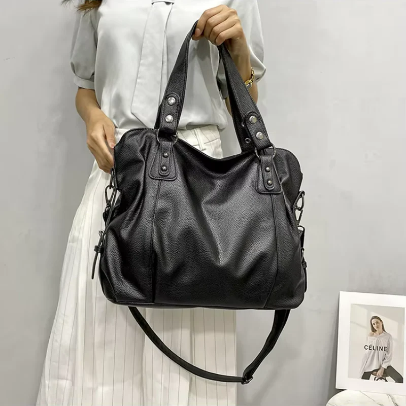 CAMILLE – Grand Sac en Cuir Noir - Image 5