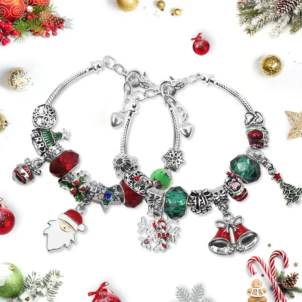 FestiveSpirit - Ensemble de bracelets calendrier de Noël avec 24 breloques - Image 5