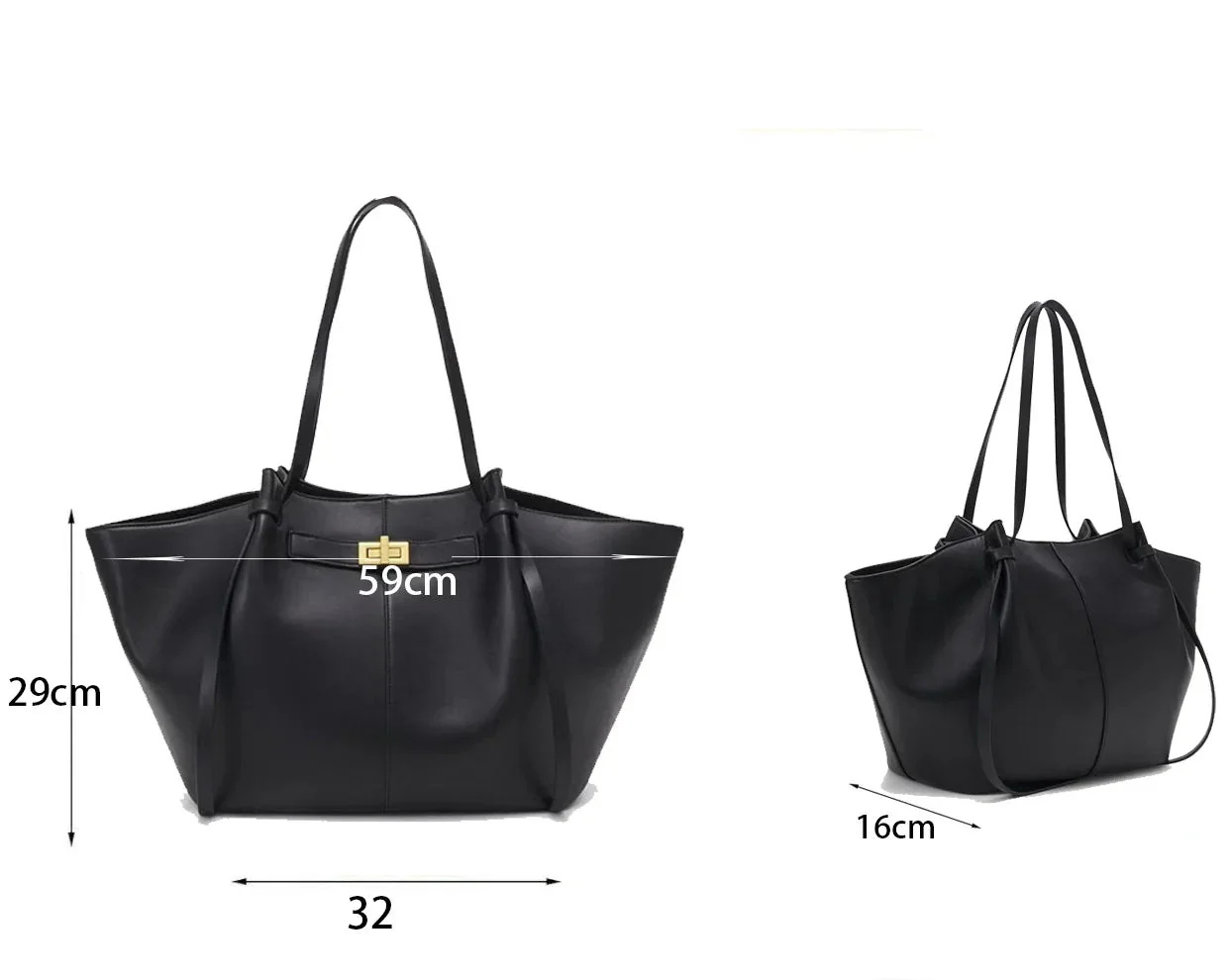 LYRA – Grand Sac à Main Noir en Cuir PU - Image 5