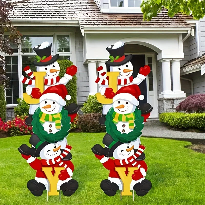 SnowGlow - Décoration de jardin de Noël classique en 3 pièces avec bonhomme de neige - Image 4